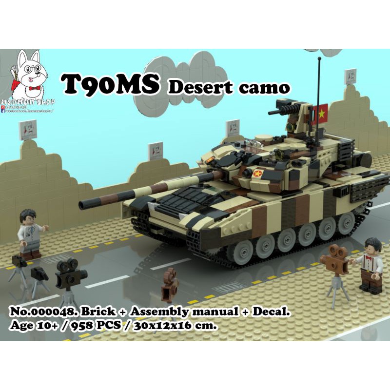 Hàng việt nam thiết kế - Mua lẻ rẻ hơn tại kuken_shop - No.000048 - lego tank T90MS Camo vàng cát.