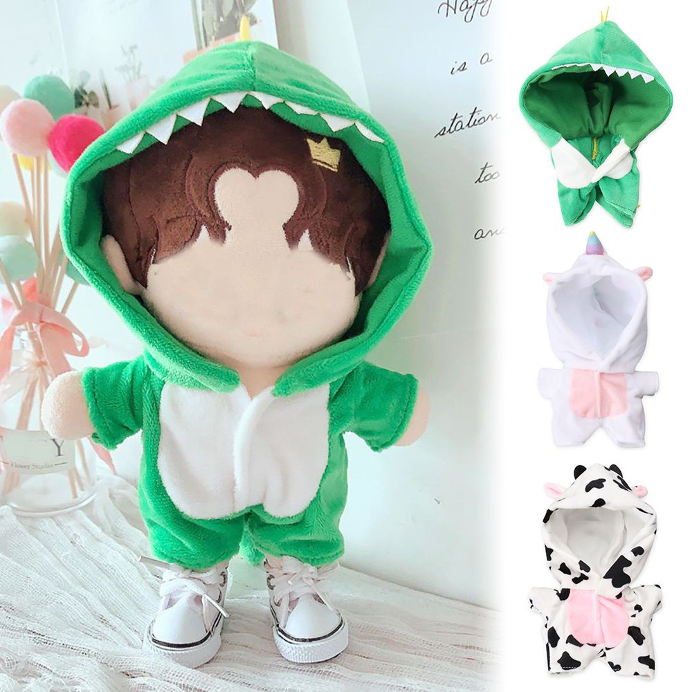 Đồ ngủ quần dài vải cotton hình khủng long cho búp bê 20cm