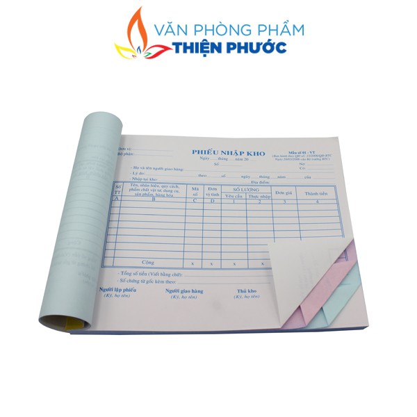 Phiếu xuất nhập kho A4 3 liên 25x20mm, Xấp 150 tờ THIỆN PHƯỚC