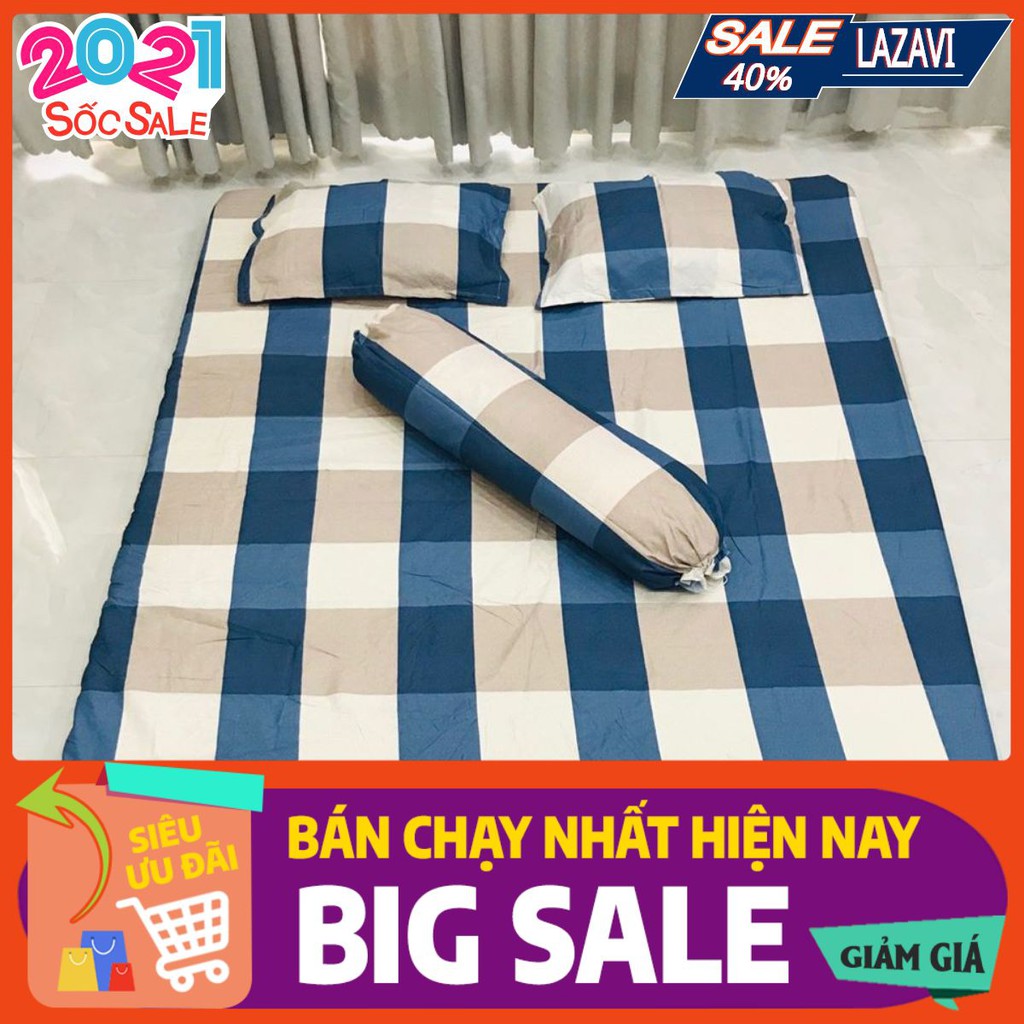 Bộ ga gối kèm vỏ gối ôm poly,gồm 1ga 2 vỏ gối nằm 1 vỏ gối ôm-kẻ bao diêm