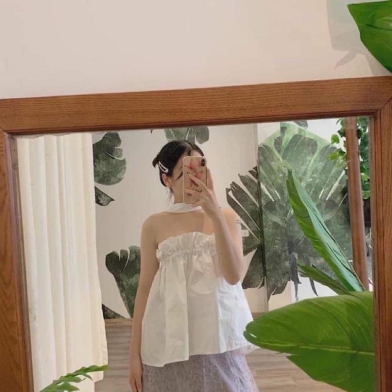 Áo kiểu nữ chất vải Kate lụa phối dây chồng cổ [Hàng Đẹp] | BigBuy360 - bigbuy360.vn