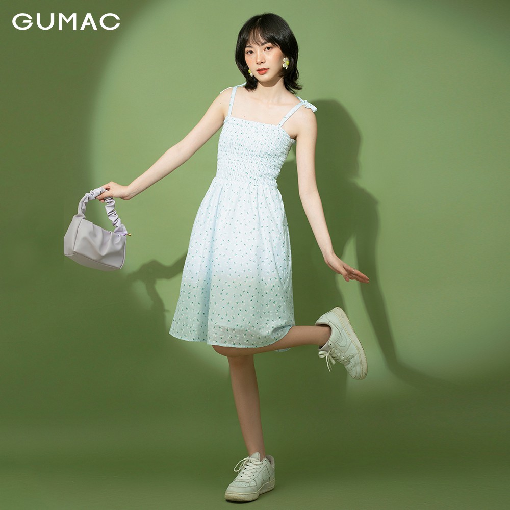 [Mã MABR07062 giảm 8% tối đa 50K đơn từ 249K] Đầm nữ 2 dây nhún thun GUMAC dễ thương đủ màu đủ size DB1185 | BigBuy360 - bigbuy360.vn