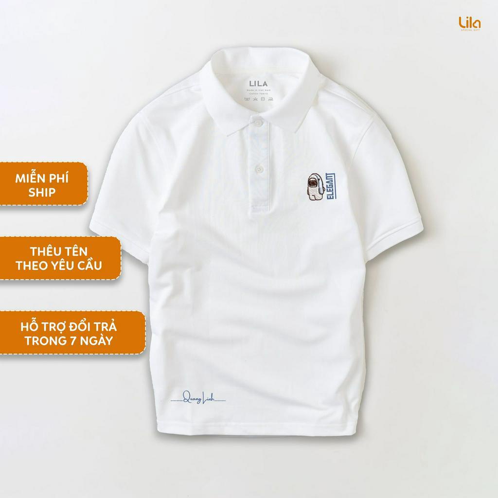Áo POLO nam ELEGANT THÊU TÊN yêu cầu basic đẹp vải cá sấu COTTON mềm mịn co giãn 4 chiều, chống nhăn, thoáng mát - LILA
