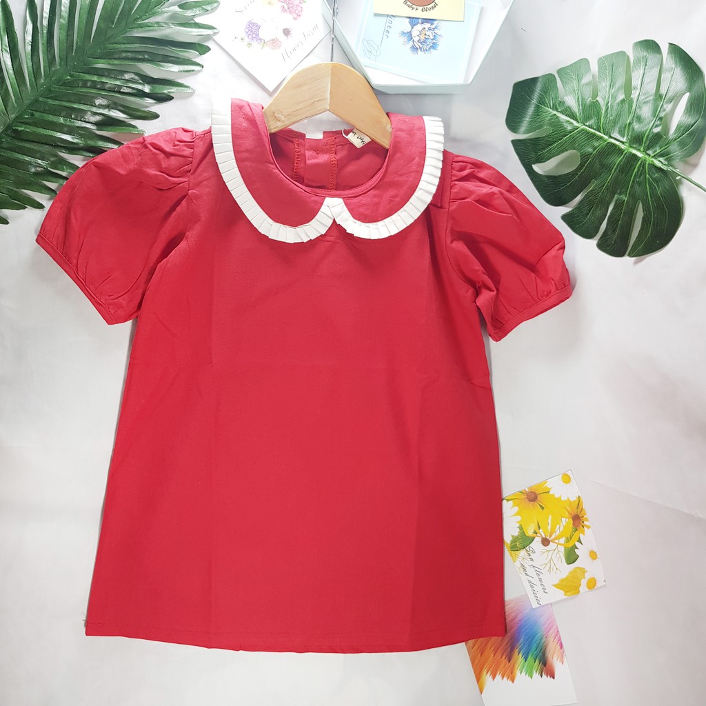 Váy bé gái đầm suông tay lỡ thiết kế cổ sen thời trang trẻ em từ 1 tuổi đến 5 tuổi
