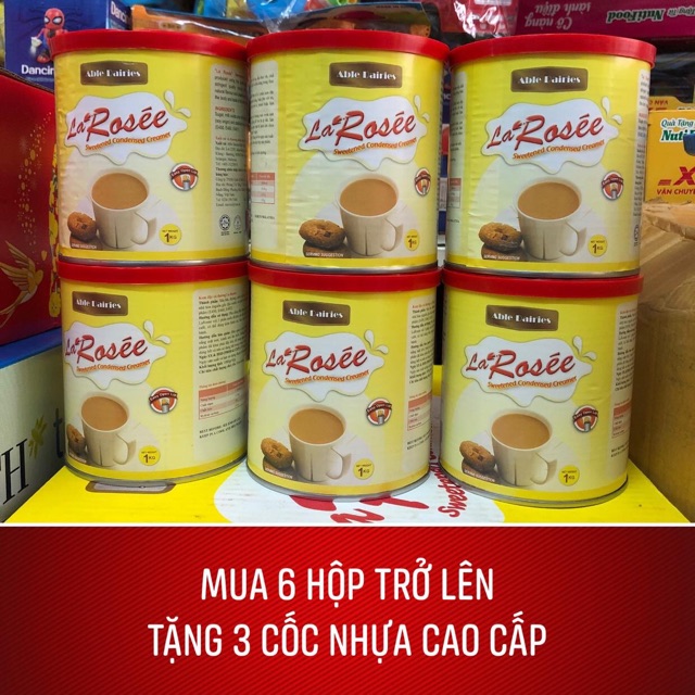 (không tặng) Combo 6 lon sữa Đặc Lon La'Rosee Malaysia 1KG