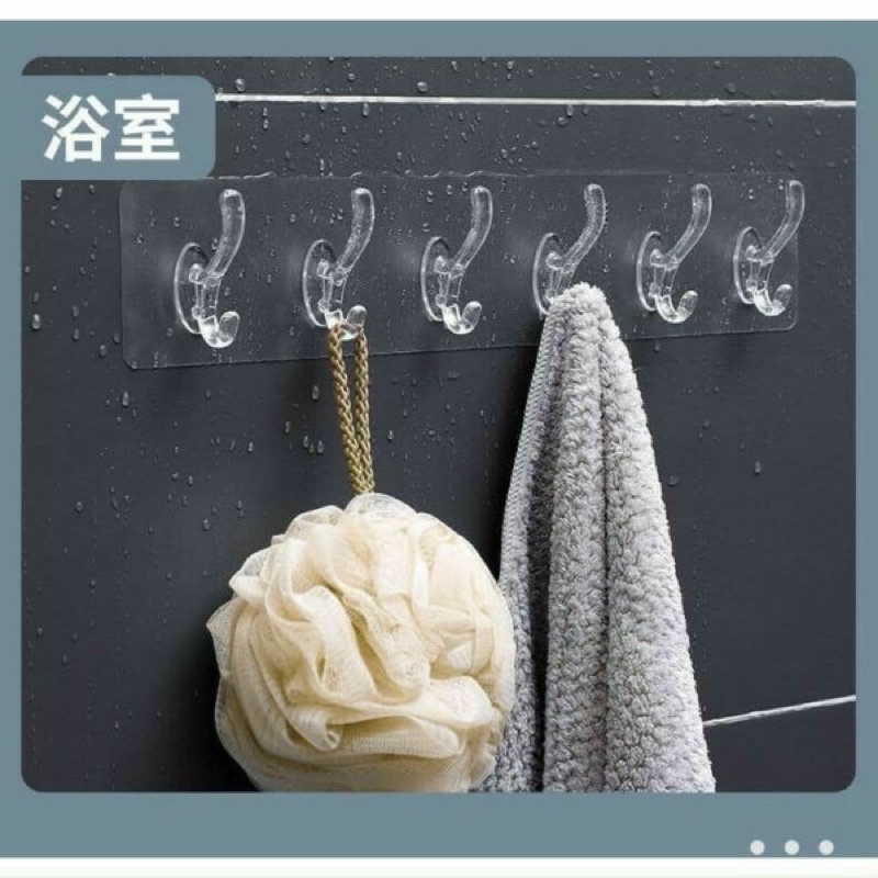 Móc dán tường chịu lực treo đồ đa năng thanh 6 móc MDT với miếng dán siêu dính chịu lực loại rẻ