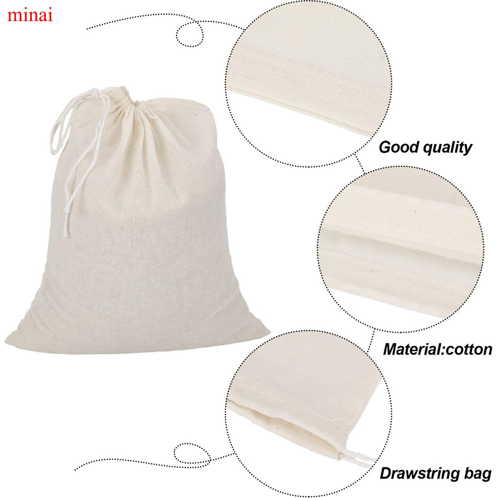 Túi Lưới Vải Cotton Tự Nhiên Dùng Lọc Trà / Cà Phê / Sữa Đa Năng Chức Năng