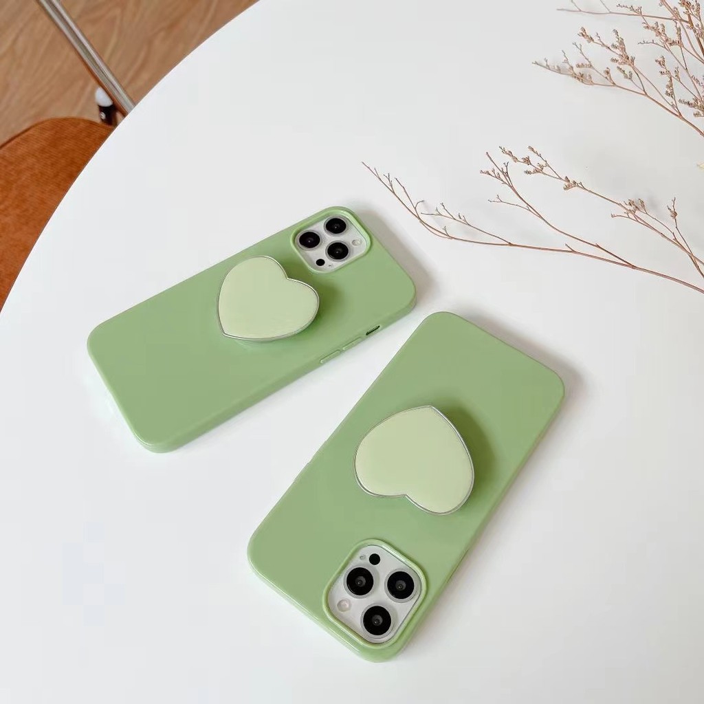Ốp lưng màu xanh lá mùa hè kèm giá đỡ thích hợp cho Iphone 11 12promax Se 2020 11promax