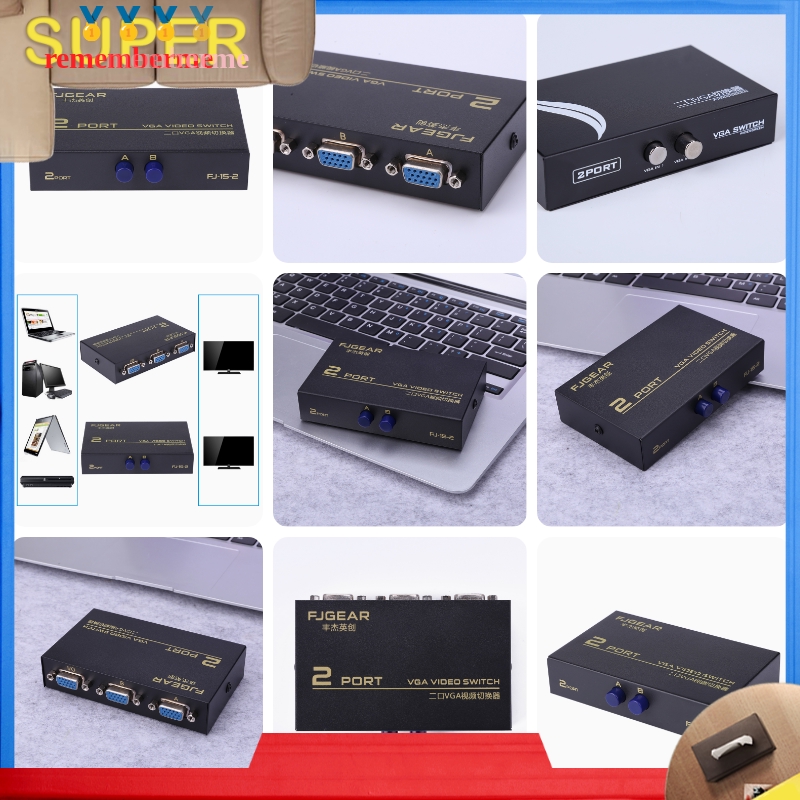 [rememberme]130MHz 1 to 2 Monitor Switch VGA Video Splitter Converter Adapter Box N#S7