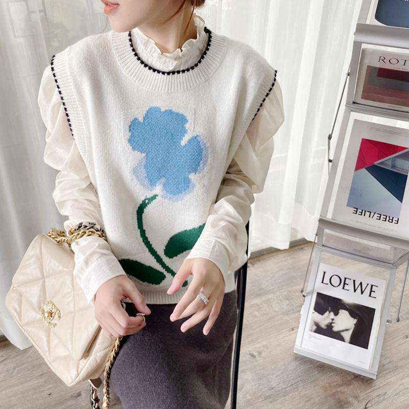 Áo Vest Dệt Kim Thêu Hoa Thời Trang Mùa Xuân Mới Cho Nữ