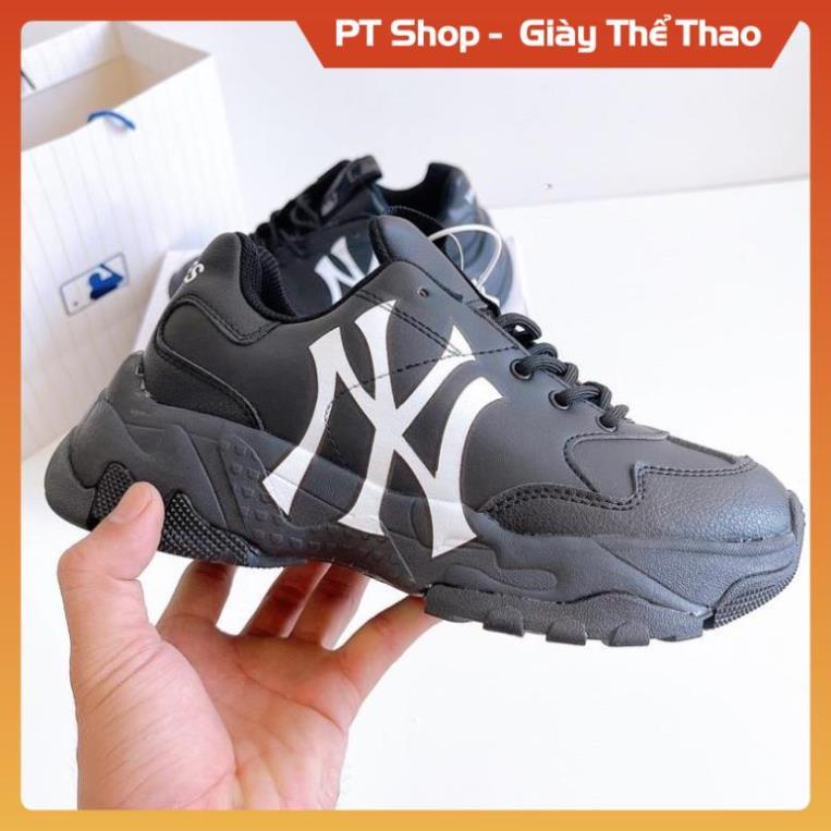 Giày sneaker 𝗠𝗟𝗕 Tăng chiều cao 5cm - Bản MLB Màu Đen Logo Ny trắng