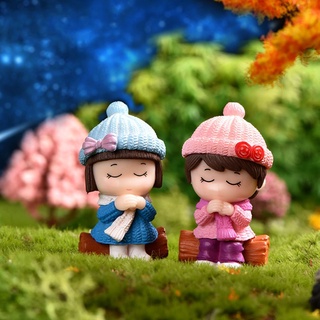 2Pcs/Set Miniature Wishing Couple Ornaments Fairy Garden Bonsai Decorations