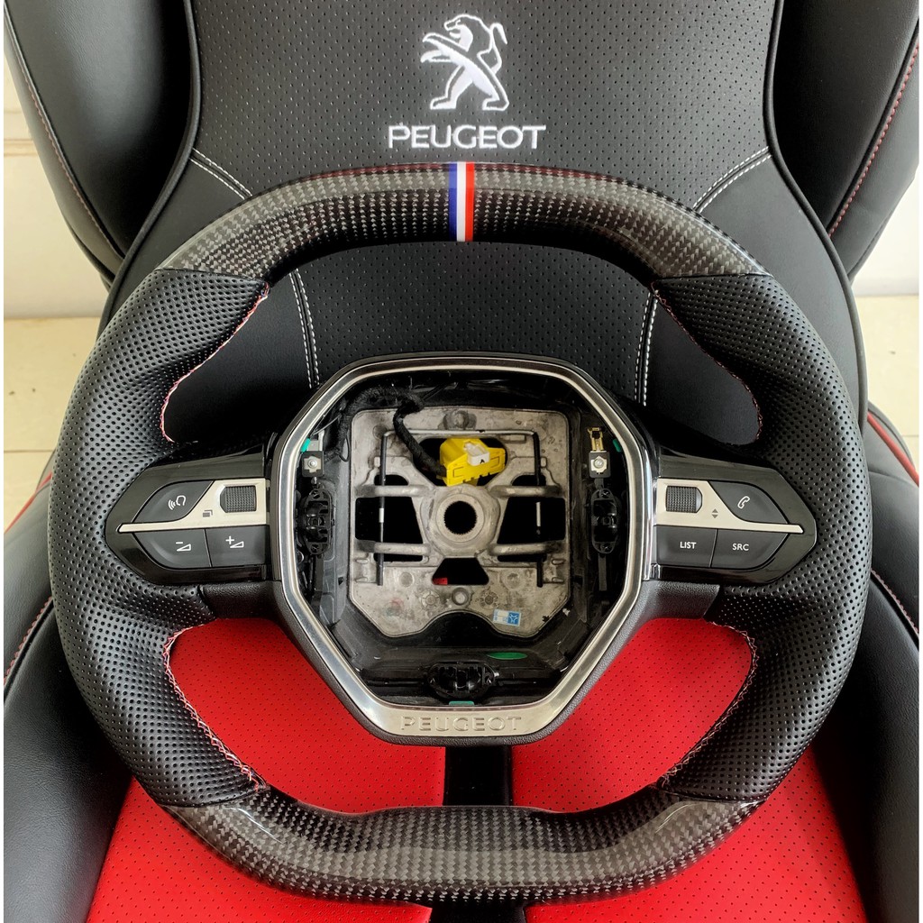 Vô lăng caron fiber Peugeot, Vô lăng thể thao cao cấp carbon fiber dành cho Peugeot 2008 3008 5008