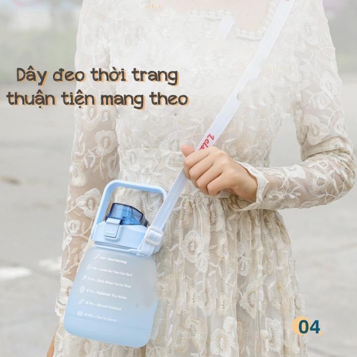 Bình Đựng Nước 1400ml Dễ Thương Có Vạch Chia [ TẶNG KÈM STICKER]