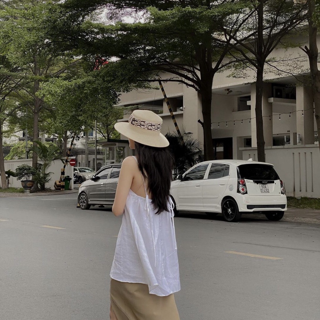 Áo Kiểu Nữ, Áo Hai Dây Thắt Nơ Chất Linen Co Giãn Nhẹ Dáng Babydoll Cực Basic Bảng Màu Trendy Hot Hit - Ivy Top