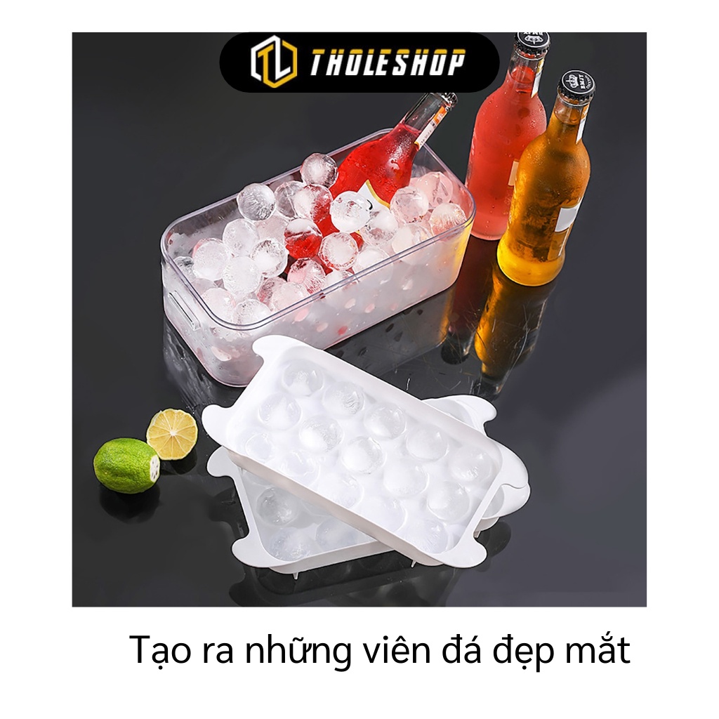 Khay Làm Đá Tròn - Khuôn 15 Ô Làm Viên Nước Đá, Thạch Dạng Tròn Cỡ Lớn Có Nắp 9900