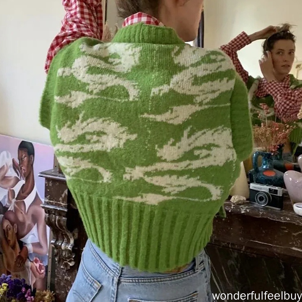 Áo len không tay cổ chữ V bằng polyester màu xanh lá thời trang mùa thu quyến rũ cho nữ 2021