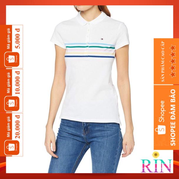 [HÌNH THẬT] ÁO THUN CỔ TRỤ TOMMY TRẮNG SỌC  VNXK   - COTTON CÁ SẤU 100%