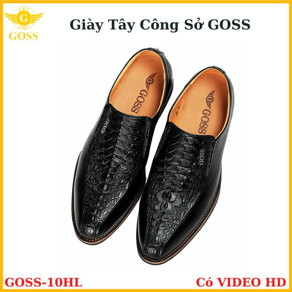 [Hạ Giá] ⭐️FREESHIP⭐️ Giày Tây Nam Không Dây Da Bò Dập Vân Cá Sấu GOSS 10HL - Giày Tây Nam Công Sở Cao Cấp