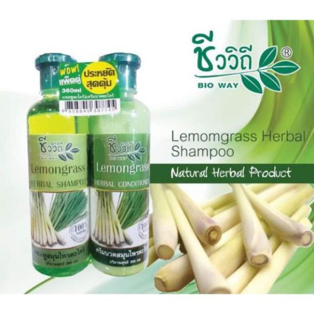 Bộ Dầu Gội Dầu Xả Tinh Dầu Sả Bio Way Lemongrass 360ml Thái Lan