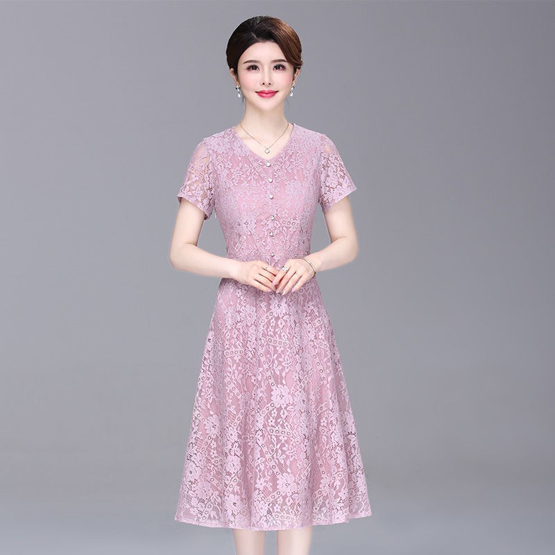 Mẹ bầu khí chất mùa hè váy quý phái phụ nữ trung niên 40 tuổi dài kiểu tây mới trên đầu gối