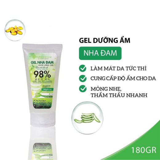 Gel Nha Đam Dưỡng Ẩm, Làm Mềm Da Từ Nha Đam Tươi MILAGANICS 180gr