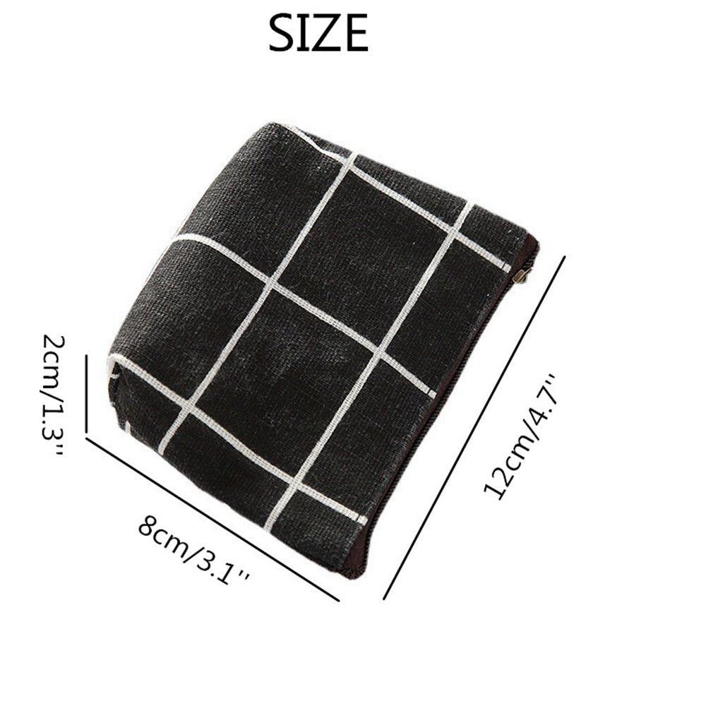 Ví đựng tiền xu MIHAN1 mini bằng cotton lanh có khóa kéo nhiều màu thời trang cho nữ