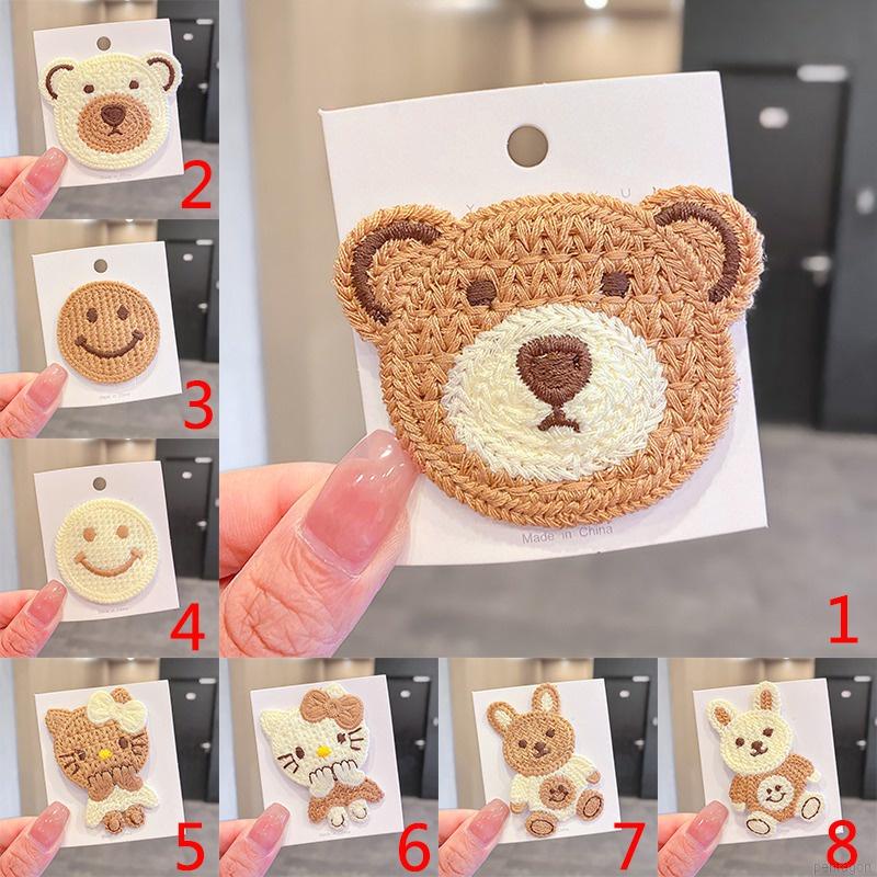Kẹp tóc vải dệt kim hình gấu/thỏ hoạt hình dễ thương 14 phong cách cho bé gái
