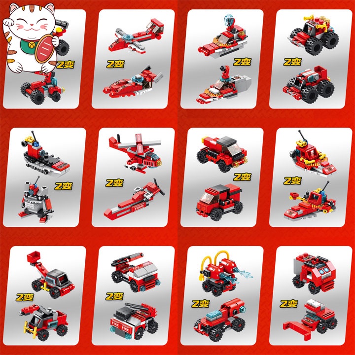 Siêu Xe Cứu Hỏa Siêu Khủng 561 Chi Tiết 12 Trong 1 Đồ Chơi Ghép Hình Lắp Ghép Thông Minh Lego Panlos MOC DIY