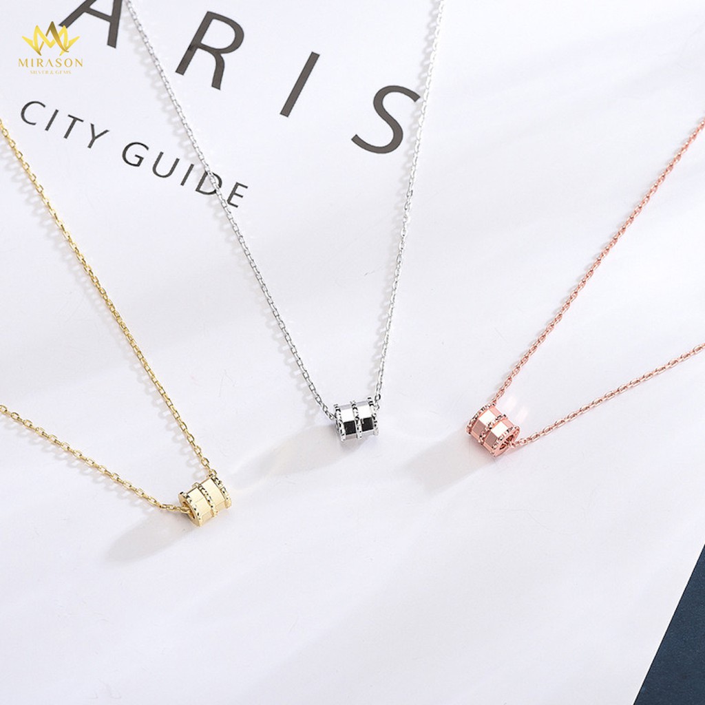 Dây Chuyền Bạc Nữ MIRASON Mặt Hộp Nạm Đá Sang Trọng MDC004  - Vòng Cổ Nữ Bạc 925 Cao Cấp