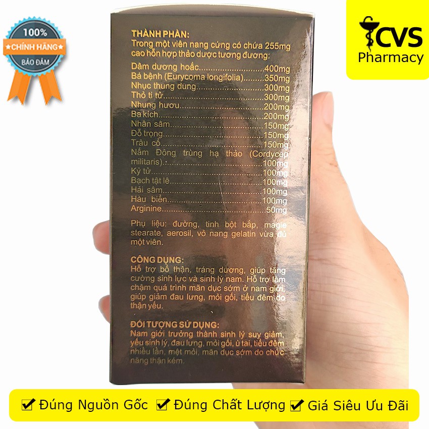 Nam Thận Vương Power (Loại Mới, 30 viên) - Hỗ trợ bổ thận, tráng dương, giúp tăng cường sinh lý nam giới - cvspharmacy