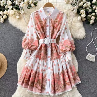 [ORDER] FORM TO- ĐẦM TAY BỒNG HOẠ TIẾT THẮT ĐAI SANG TRỌNG