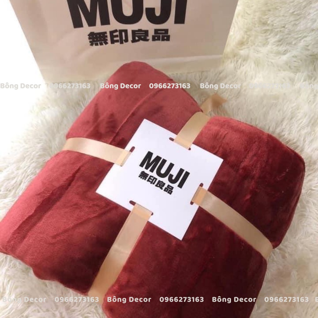 Chăn Lông Tuyết Muji 2 Mặt Mềm Mịn Cao Cấp Tặng Kèm Túi Giấy