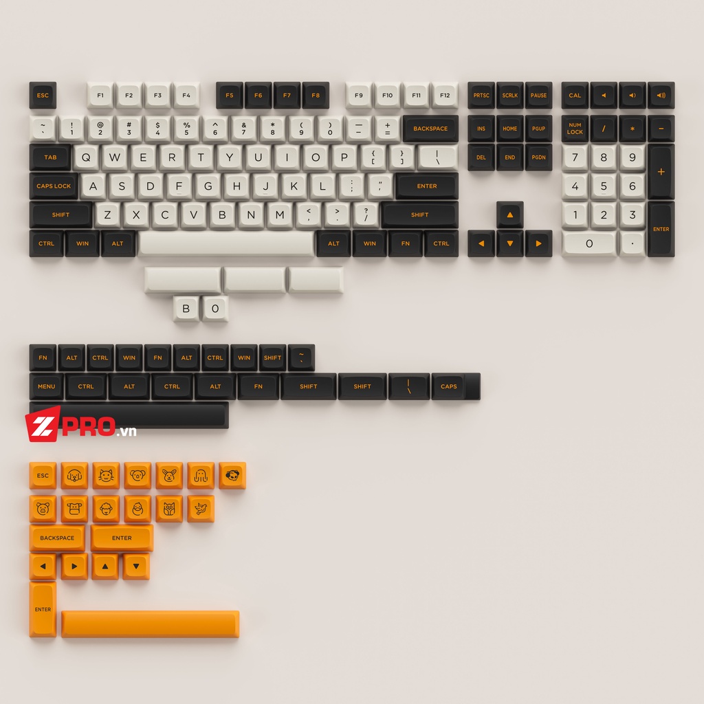 Bộ Keycap AKKO Carbon, Black Pink  155 Nút