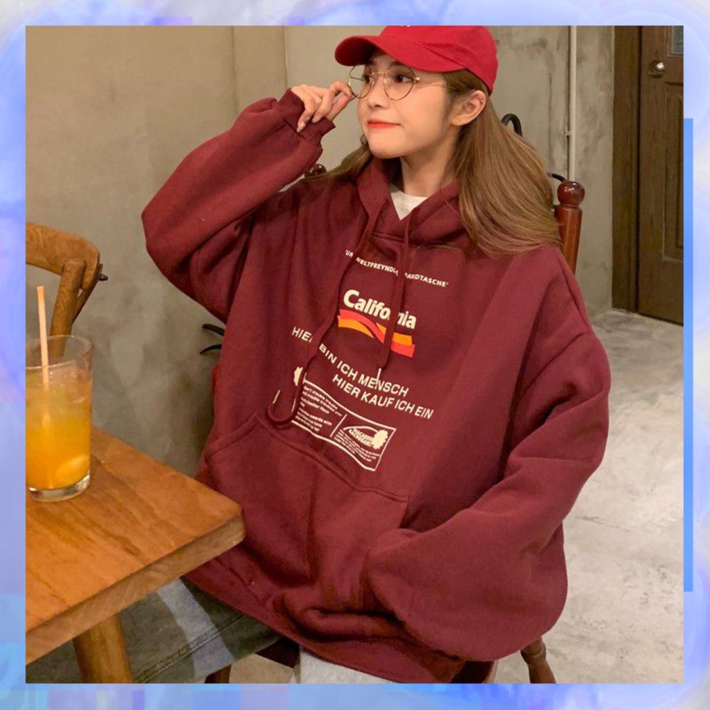 Áo hoodie nỉ có mũ in chữ Cali màu sắc độc lạ dễ mặc siêu xinh