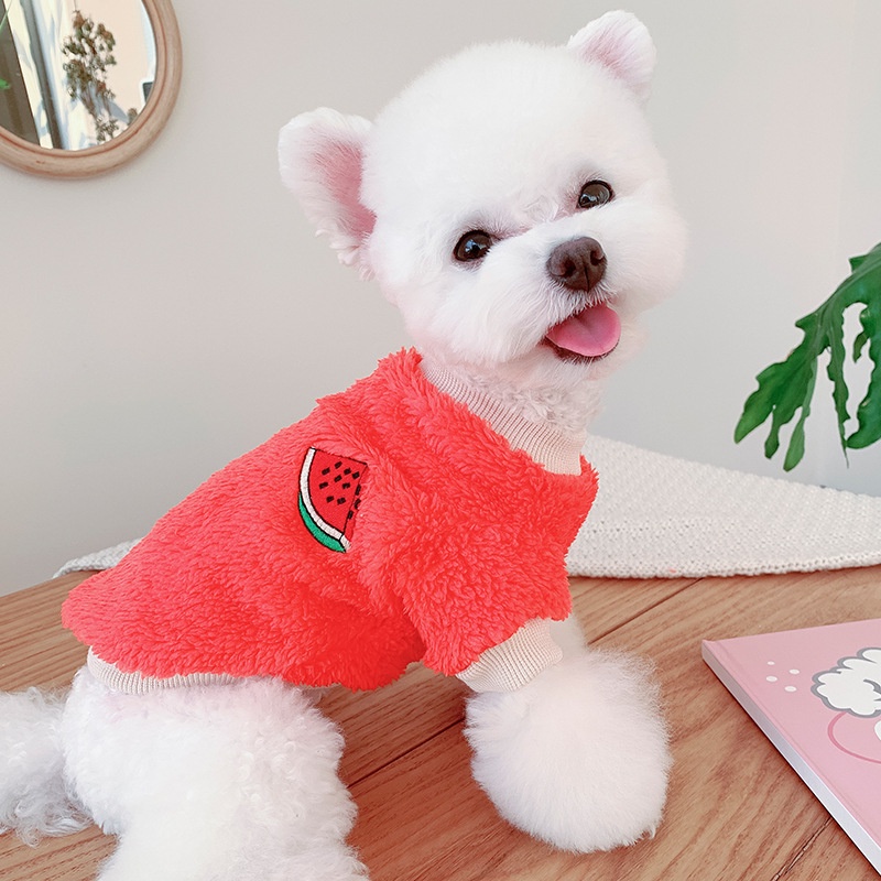 Áo Khoác Vải Lông Cừu In Hình Trái Cây Dễ Thương Cho Thú Cưng