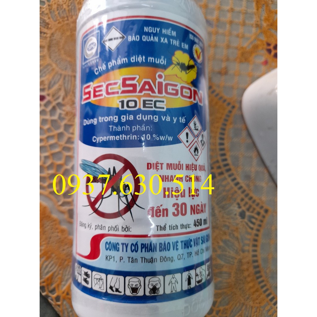 Thuốc diệt muỗi phun bên ngoài SECSAIGON 10EC 450ml: cà phê sân vườn, kho bãi, bụi rậm....