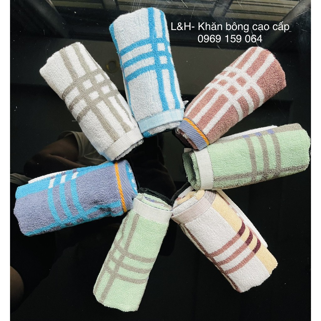 Khăn mặt cotton kẻ ô Tân Thịnh (new), KT 30x50cm