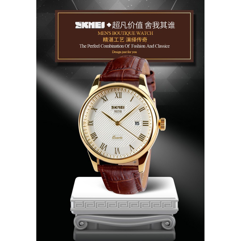 Đồng hồ nam chính hãng dây da cao cấp chống nước SKMEI SM21 -Gozid.watches