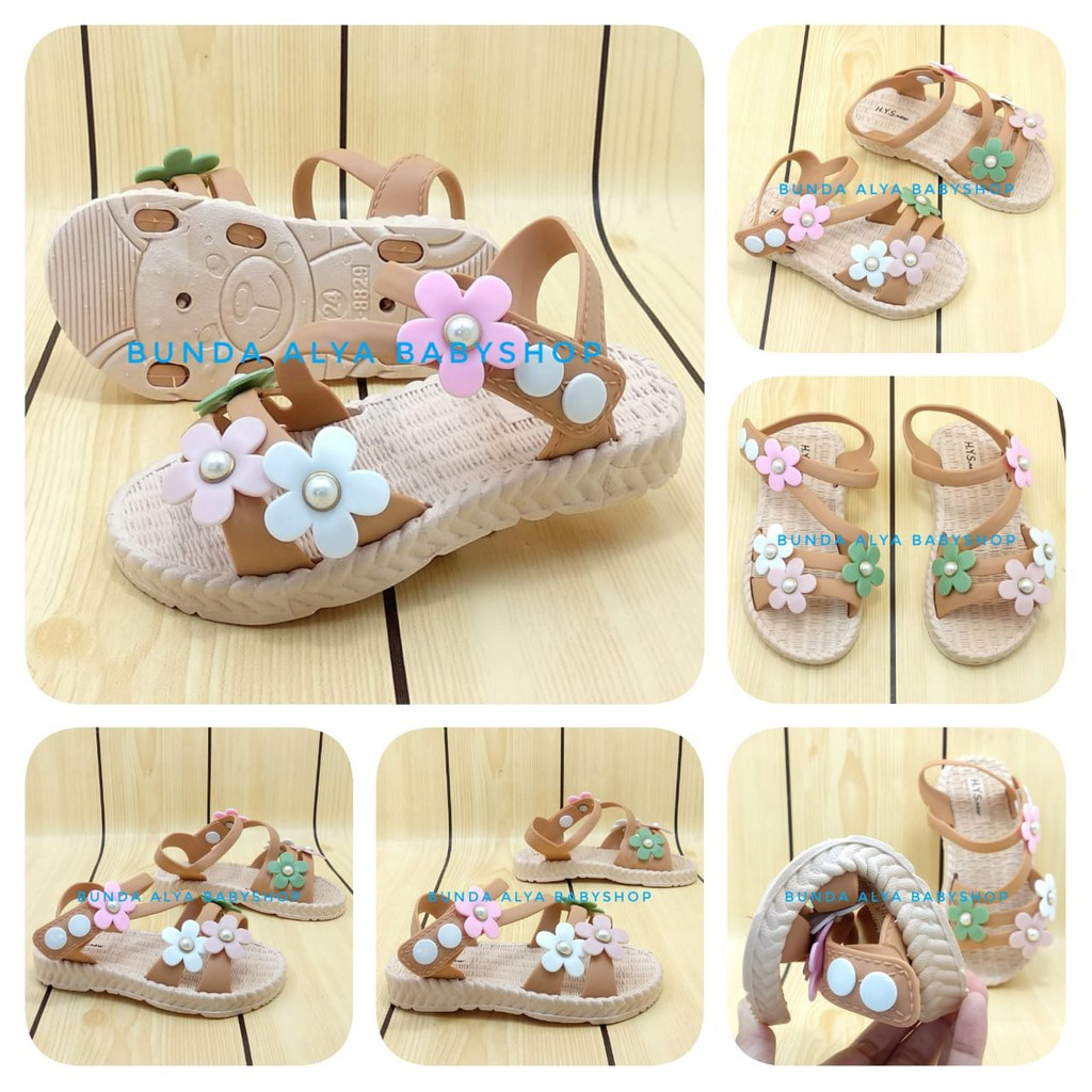 Giày sandal cao su chống trượt co giãn màu sắc cho bé gái 2 3 4 5 6 tuổi
