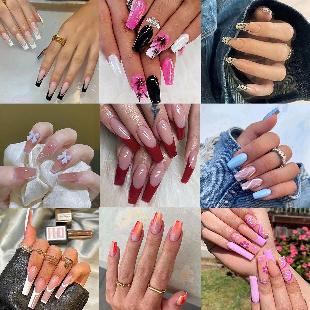 Hộp 24 Miếng Dán Kích Thước Lớn|Bộ Móng Tay Giả Có Thể Tháo Rời