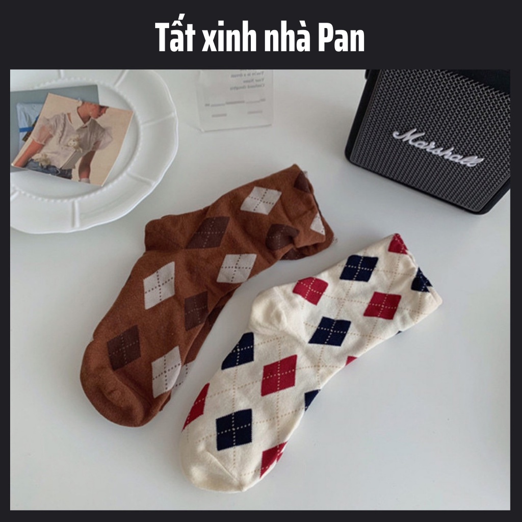 Tất Vớ Nữ Hoạ Tiết Quả Trám cổ cao cotton