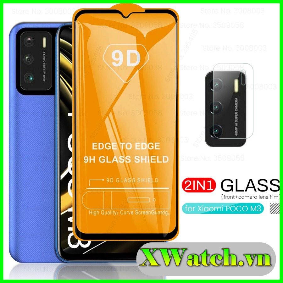 Cường Lực Xiaomi Poco M3 Full Màn Full Keo , Cường lực dẻo Camera Poco M3