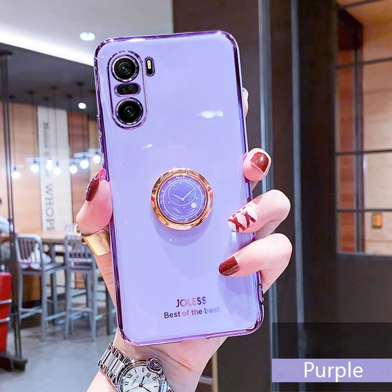 Ốp điện thoại silicon dẻo mạ màu kèm giá đỡ cho Redmi 9A Note 10 5G 10S 9S 9 8 Pro 4G 9T 9A 8T 11 11S Mi 11T 11 Lite