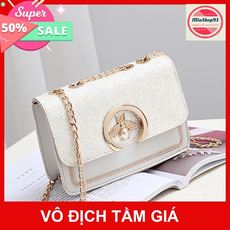 [Mã FASHIONSC224 giảm 10K đơn 50K] Túi Xách Nữ đeo chéo, đeo vai Classic Hàng Quảng Châu [Nắp Kim Tuyến]  Quai xích Đẹp