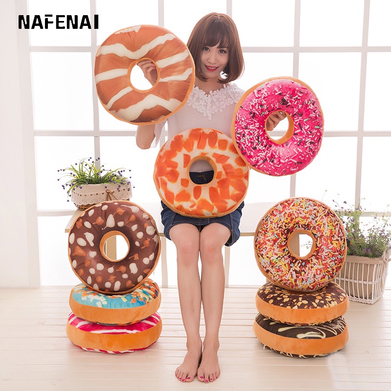 Gối nhồi bông NAFENA thiết kế hình bánh donut sáng tạo vui nhộn