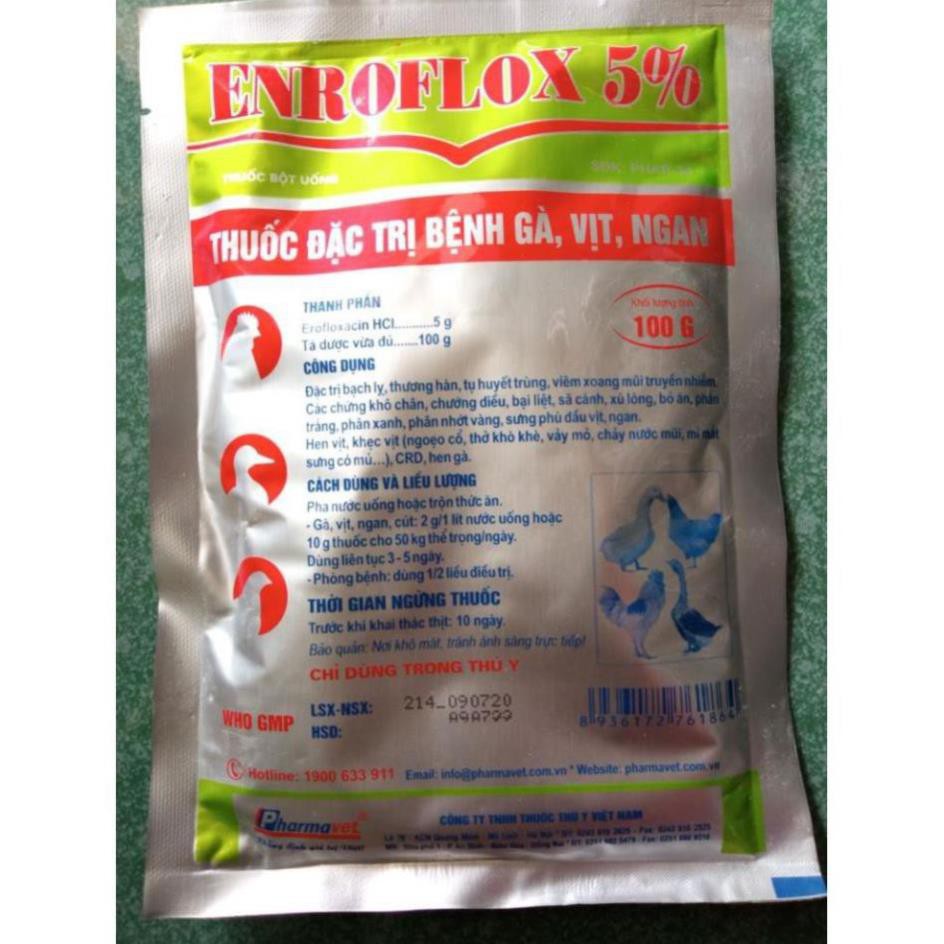 ENROFLOX 5% gói 100gr ( Erofloxacin )