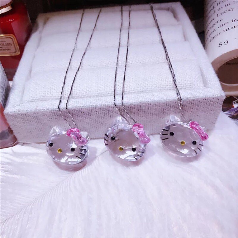 Dây Chuyền Bạc 925 Mặt Hello Kitty Đính Đá Pha Lê