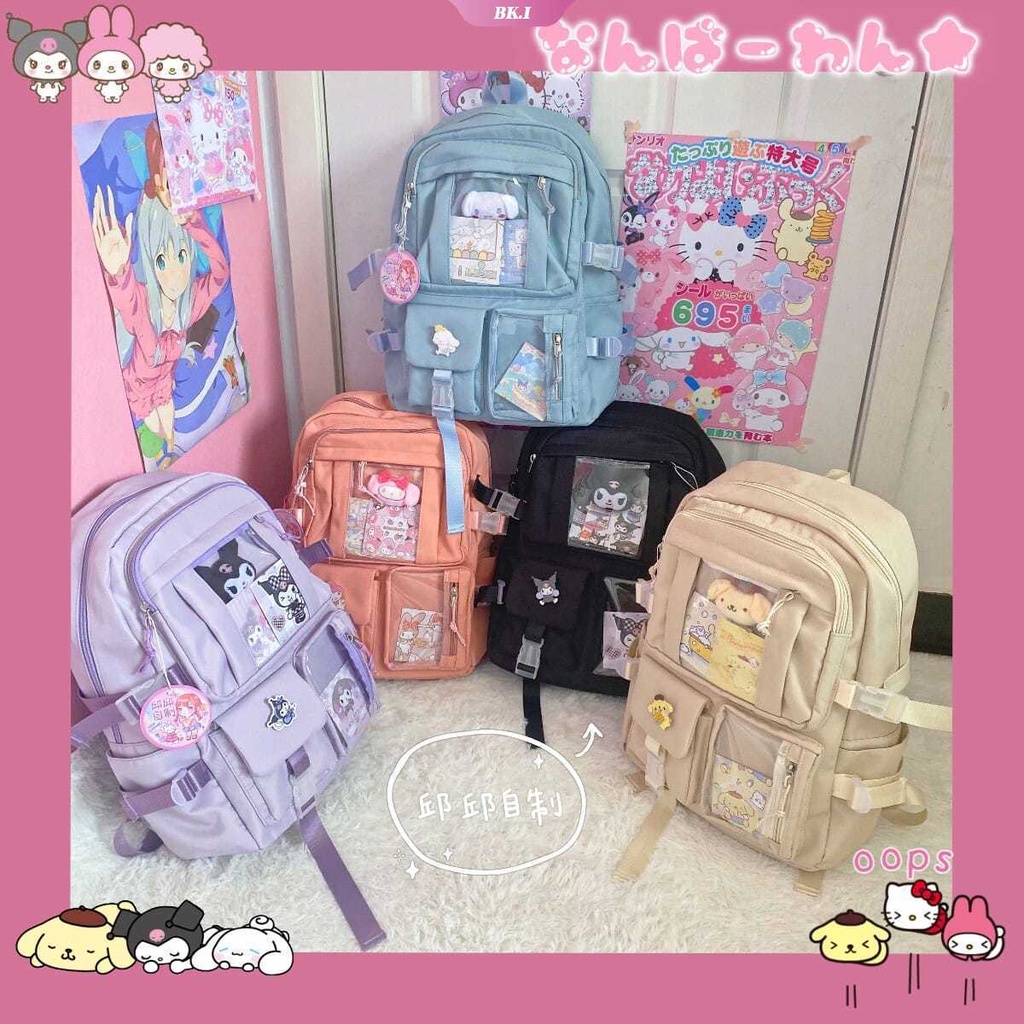 Ba Lô Họa Tiết Hoạt Hình Kuromi My Melody Cinnamonroll Dễ Thương Nhiều Ngăn Tiện Dụng Mang Theo Du Lịch Cho Nữ