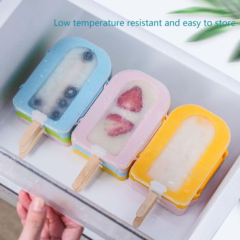 YIYU Khuôn Làm Kem Que Có Nắp Bằng Nhựa Tiện Dụng